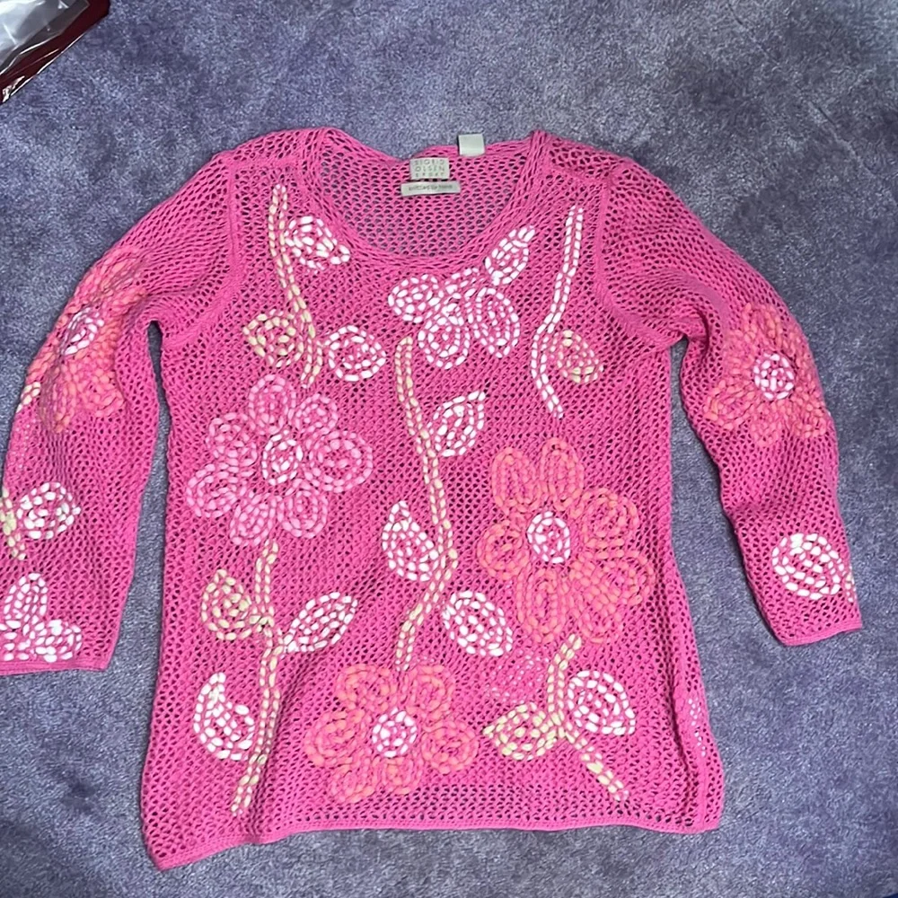 Sigrid Olsen Sport pink knit sweater size Med - Picture 1 of 3